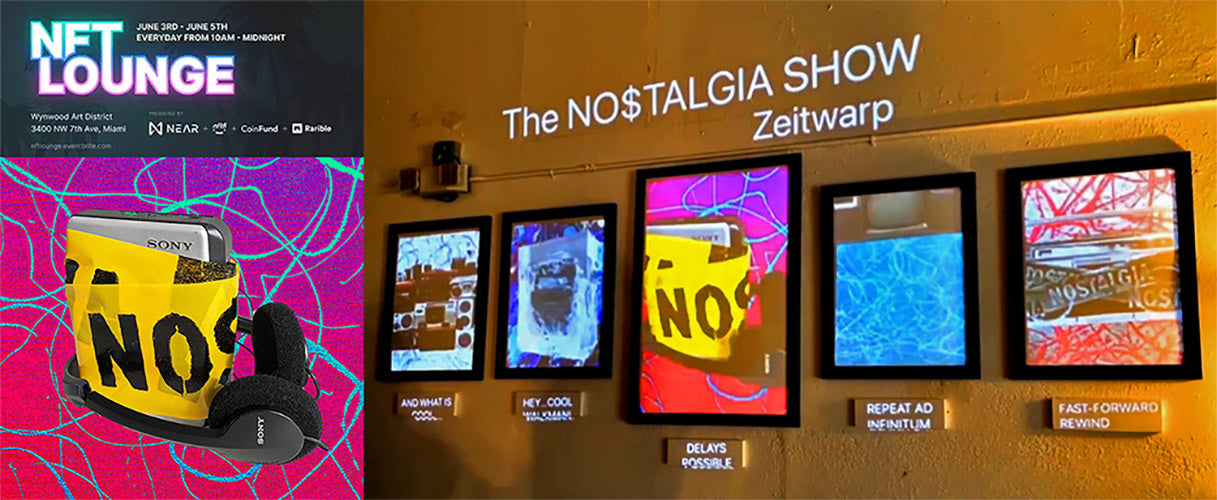 Cryptoart digital art screen exhibition, Miami, June 2021, zeitwarp