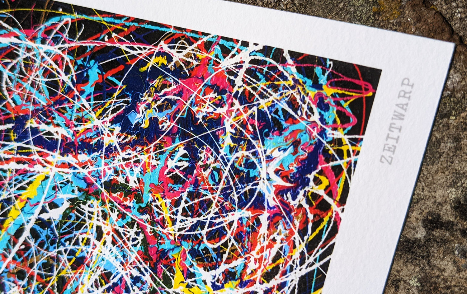 Close up detail of a music art giclée print, multicoloured abstract pattern